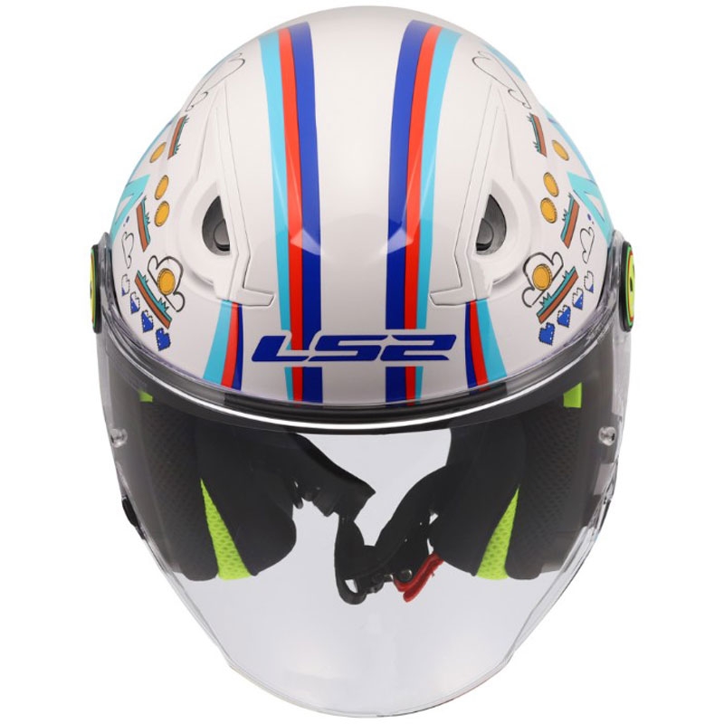 Laste avatud mootorrattakiiver LS2 OF622 Funny II Next Lever läikiv valge