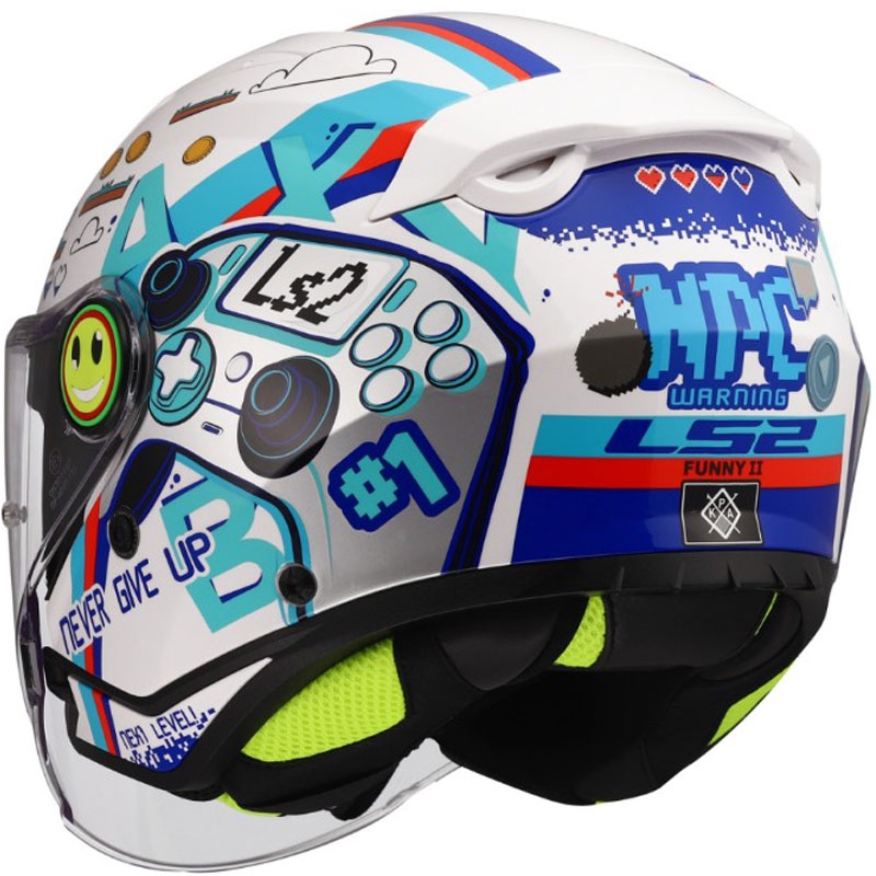 Laste avatud mootorrattakiiver LS2 OF622 Funny II Next Lever läikiv valge