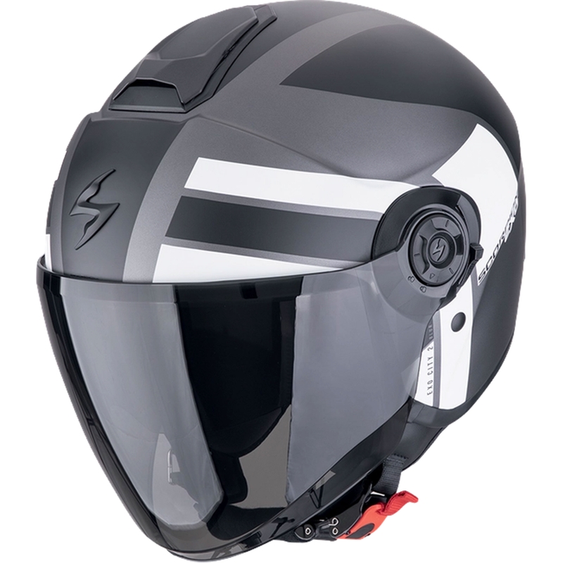 Avatud mootorratta kiiver Scorpion EXO-CITY II BLUR matt hõbe-must-valge allahindlus