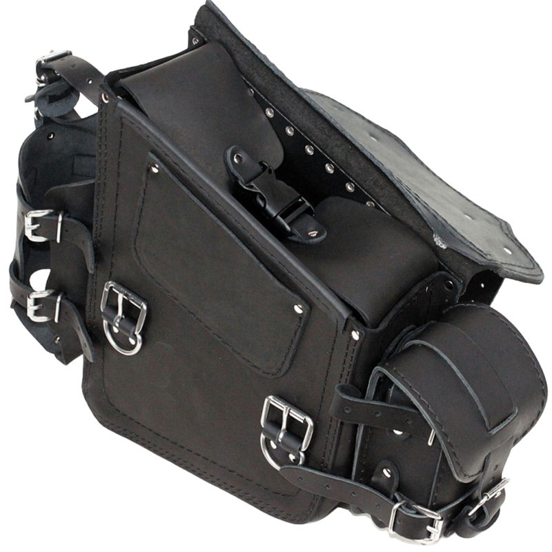 Nahkne mootorrattakott RSA S49 HD Softail must