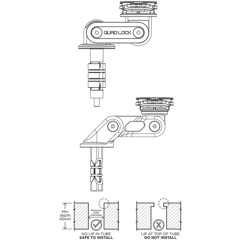 Quad Lock® roolisamba kinnitus must