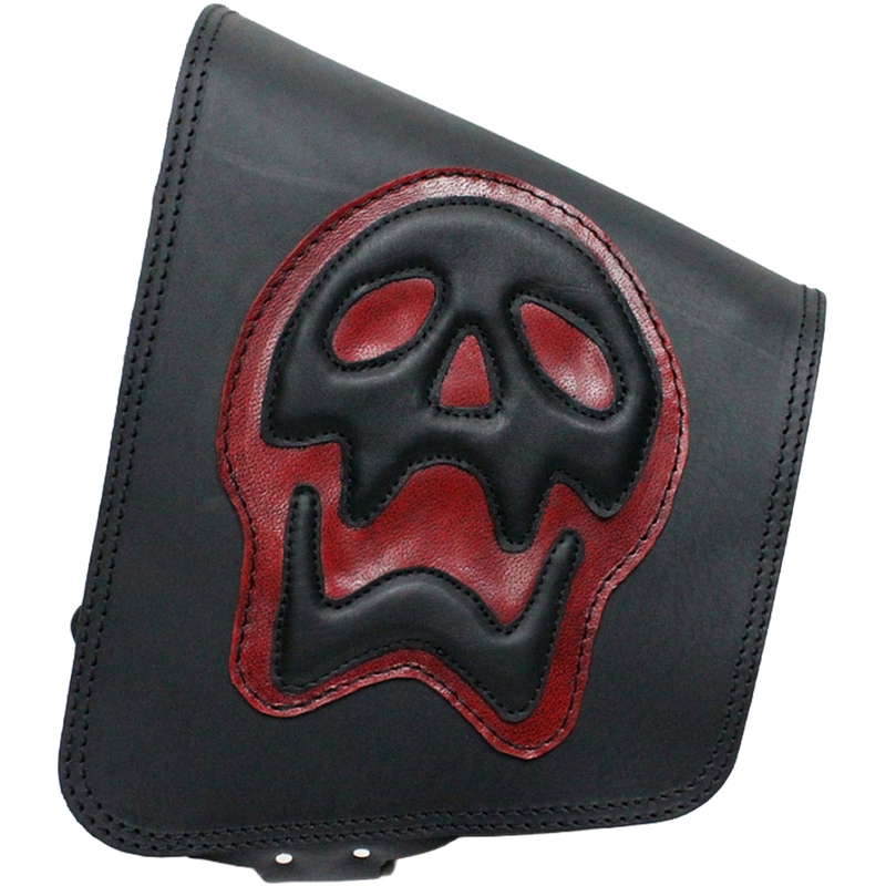Nahkne mootorrattakott RSA S493 Skull HD Softail must-punane