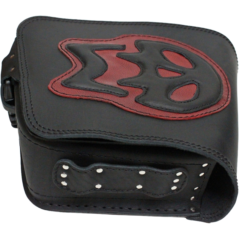 Nahkne mootorrattakott RSA S493 Skull HD Softail must-punane