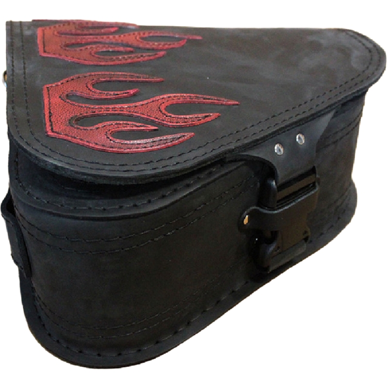 Nahkne mootorrattakott RSA S63 Flame HD Softail must-punane