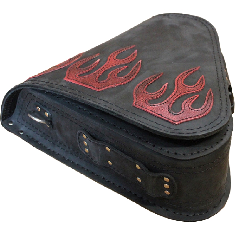 Nahkne mootorrattakott RSA S63 Flame HD Softail must-punane