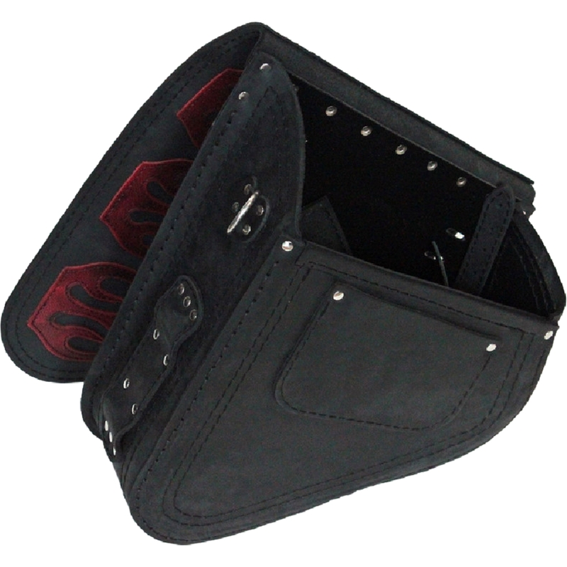 Nahkne mootorrattakott RSA S63 Flame HD Softail must-punane