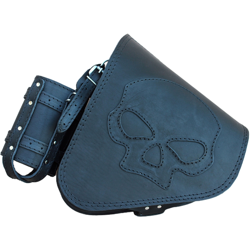 Nahkne mootorrattakott RSA S63 Skull HD Softail must