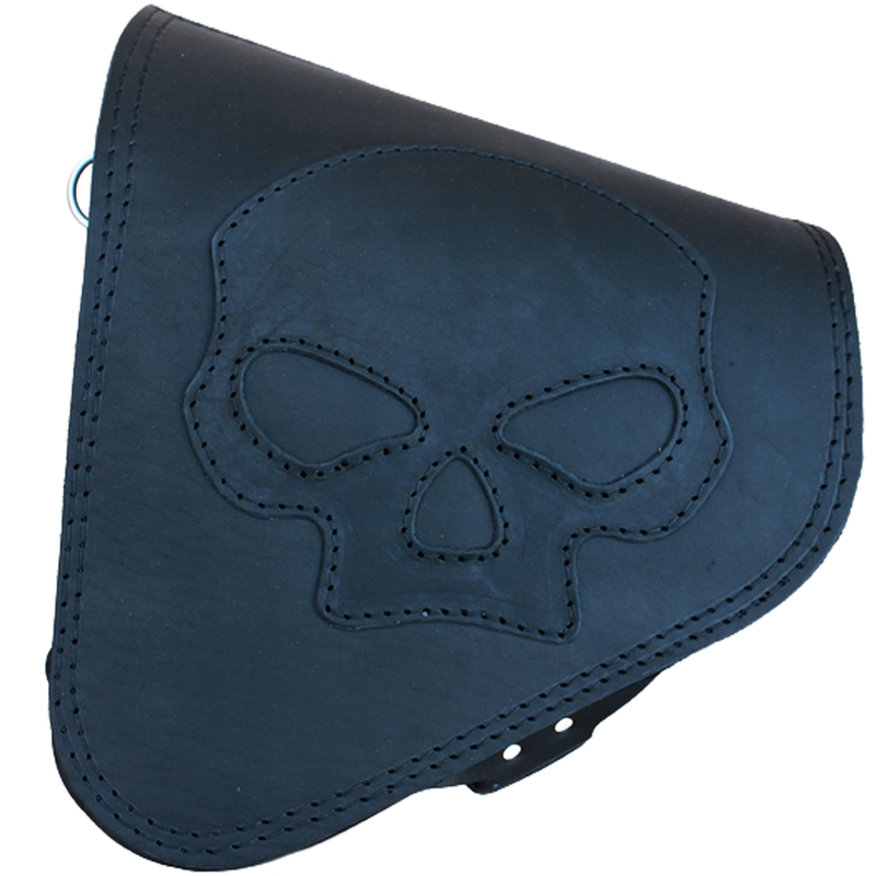 Nahkne mootorrattakott RSA S63 Skull HD Softail must