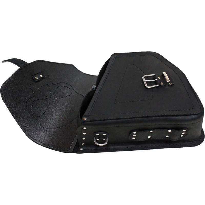Nahkne mootorrattakott RSA S66 Skull HD Softail must