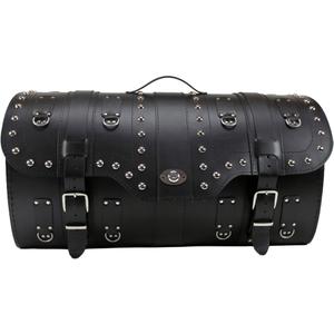 Nahkne mootorrattakohver luku ja neetidega RSA K160 must