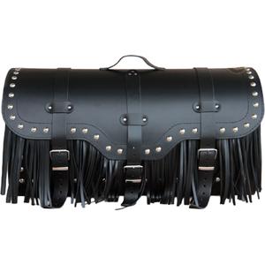 Nahkne mootorrattakohver luku, neetide ja narmastega RSA K165 must