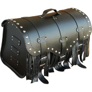 Nahkne mootorrattakohver luku, neetide ja narmastega RSA K155 must