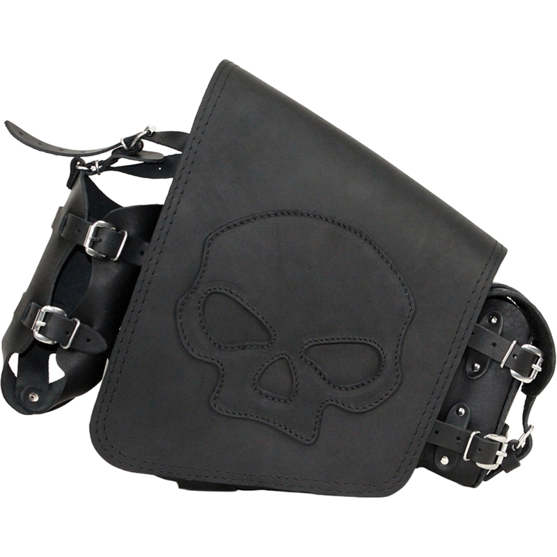 Nahkne mootorrattakott RSA S494 Skull HD Softail must