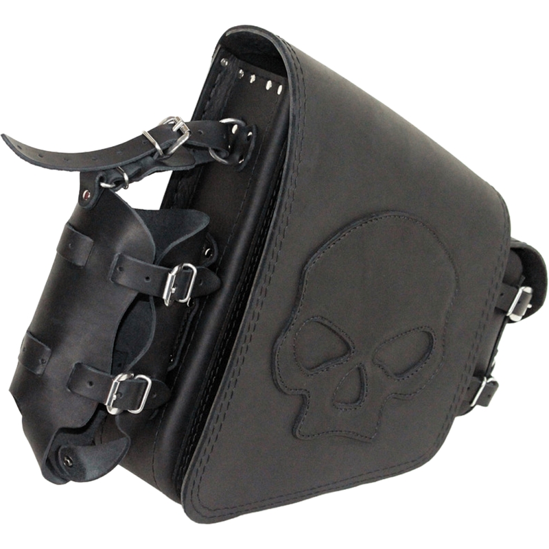 Nahkne mootorrattakott RSA S494 Skull HD Softail must