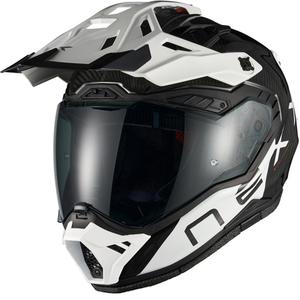 Enduro mootorratta kiiver Nexx X.Rally Gravix Carbon must-valge
