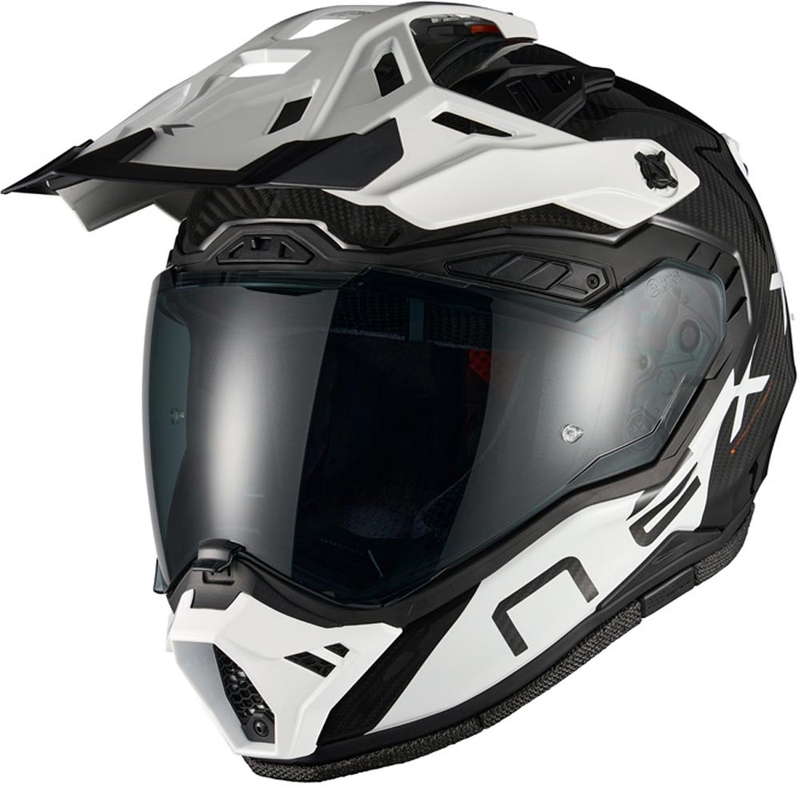 Enduro mootorratta kiiver Nexx X.Rally Gravix Carbon must-valge