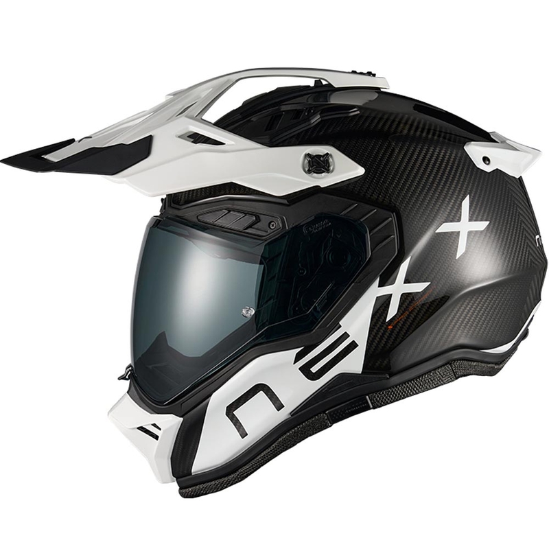Enduro mootorratta kiiver Nexx X.Rally Gravix Carbon must-valge