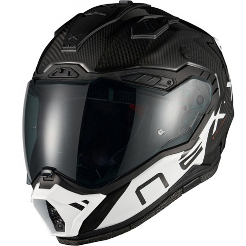 Enduro mootorratta kiiver Nexx X.Rally Gravix Carbon must-valge