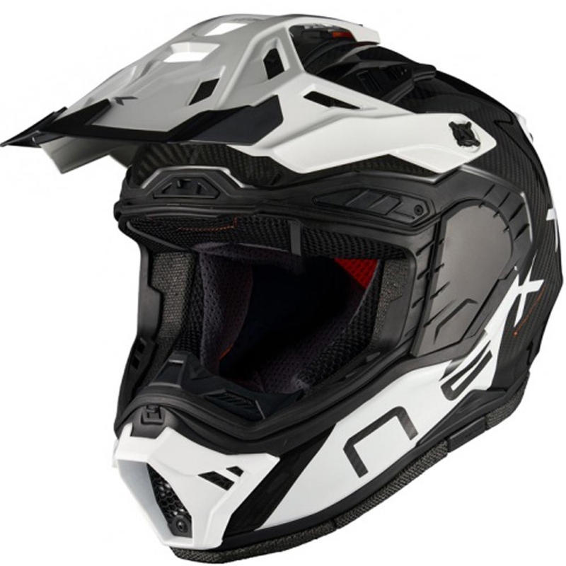 Enduro mootorratta kiiver Nexx X.Rally Gravix Carbon must-valge