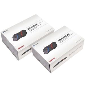 2 SENA SMH10R Bluetooth intercomi komplekt, mis koosneb kahest SENA SMH10R telefonist
