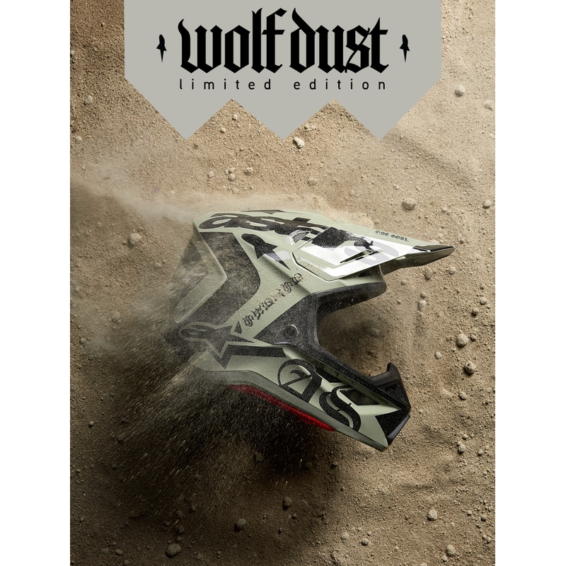 Alpinestars Supertech S-M7 limiteeritud väljaande motokrossikiiver Wolf Dust liiva-must