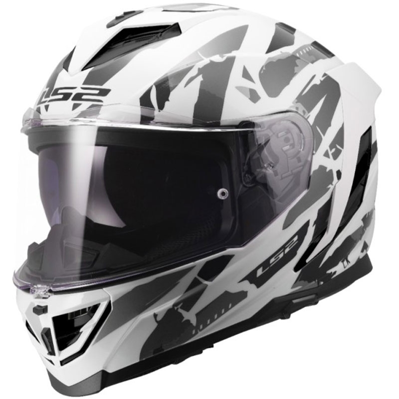 Täismaskiiver mootorrattale LS2 FF818 Storm III Kaos valge-hall