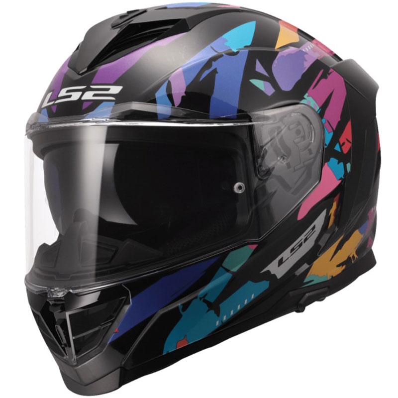 LS2 FF818 Storm III Kaos täismaski mootorratta kiiver must-lilla-sinine