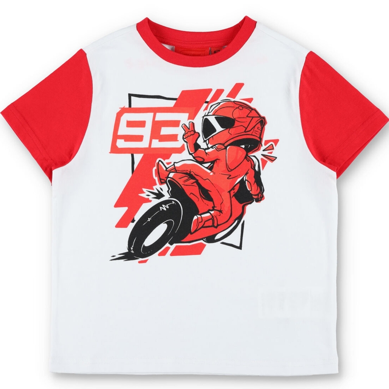 Laste Ducati Marc Marquezi graafikaga jalgratta T-särk, valge