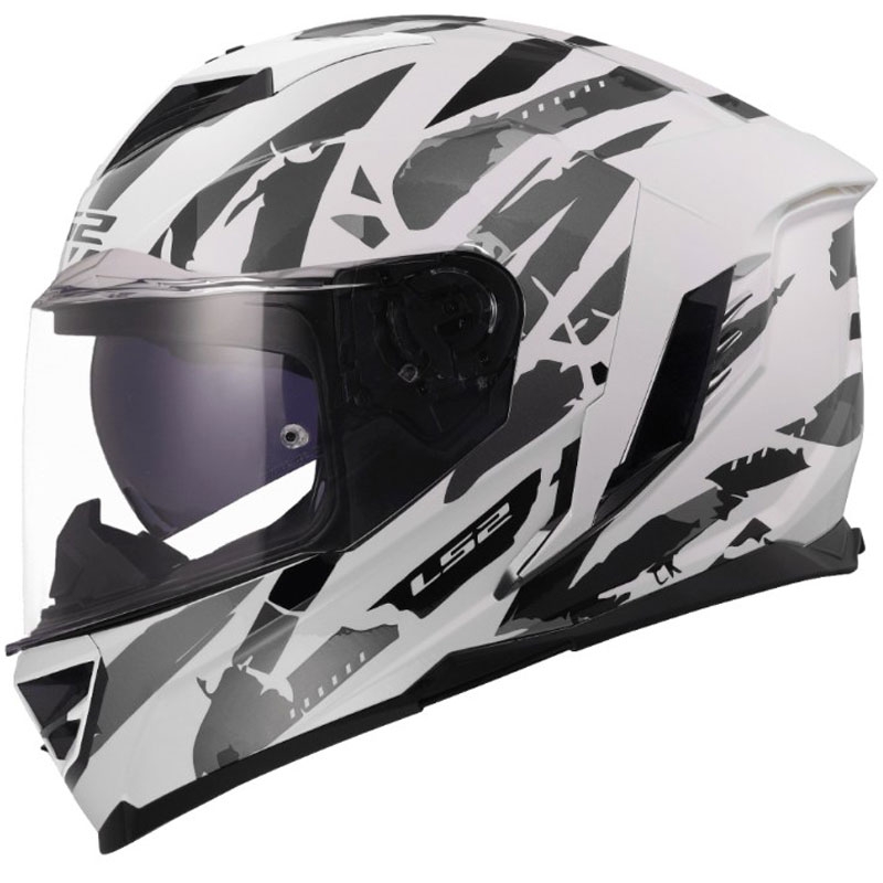 Täismaskiiver mootorrattale LS2 FF818 Storm III Kaos valge-hall