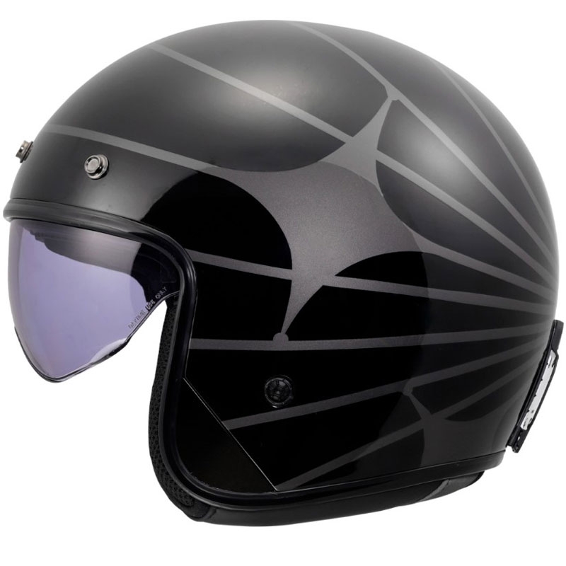 Avatud mootorrattakiiver LS2 OF601 Bob II Cosmic läikiv must-hall