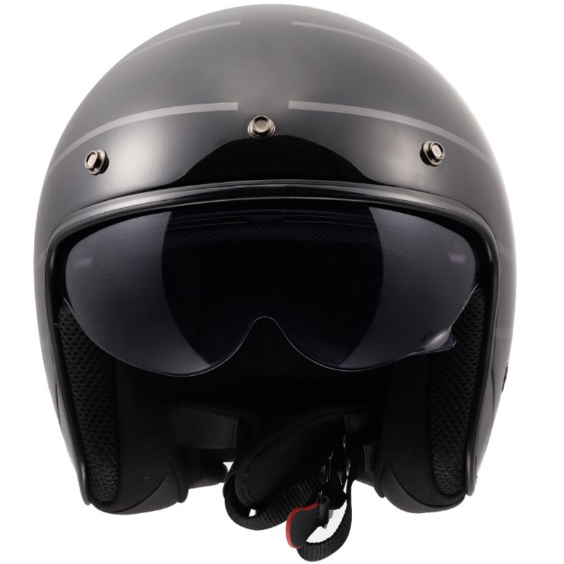 Avatud mootorrattakiiver LS2 OF601 Bob II Cosmic läikiv must-hall