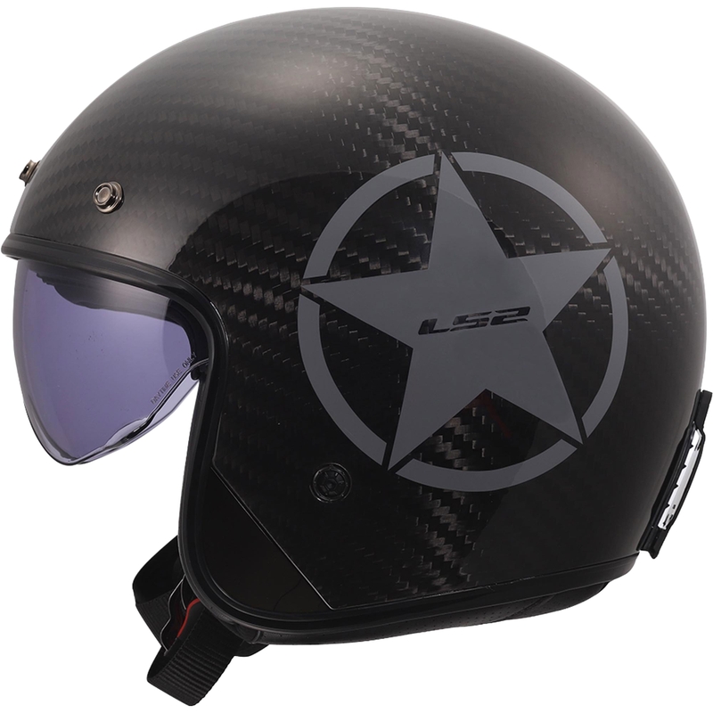 Avatud mootorrattakiiver LS2 OF601 Bob II Carbon Star läikiv hall