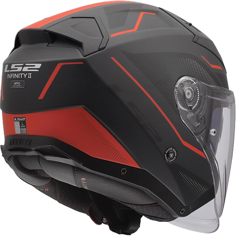 Avatud mootorrattakiiver LS2 OF603 Infinity II Veyron matt must-hall-punane