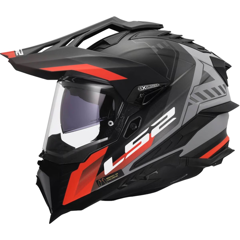 Enduro kiiver LS2 MX701 Explorer Hexa matt must-punane-hall