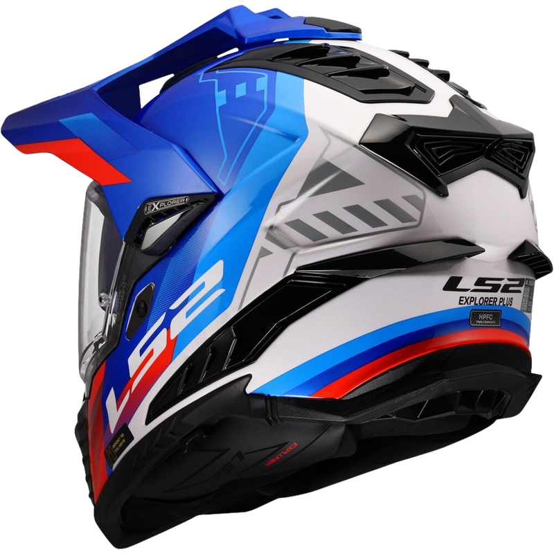 Enduro kiiver LS2 MX701 Explorer Hexa läikiv valge-sinine-punane
