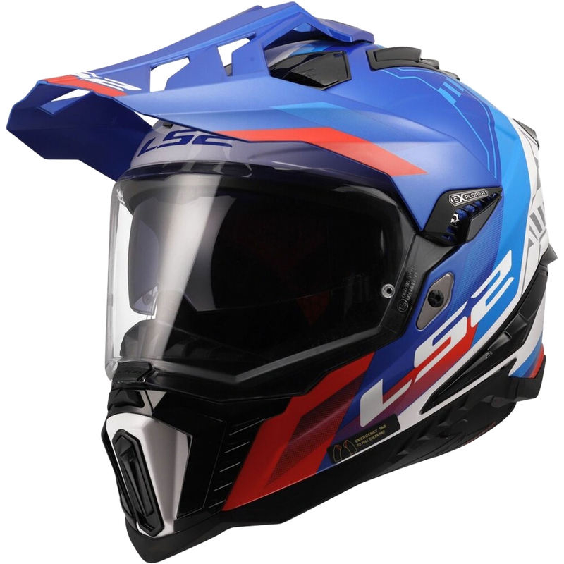 Enduro kiiver LS2 MX701 Explorer Hexa läikiv valge-sinine-punane