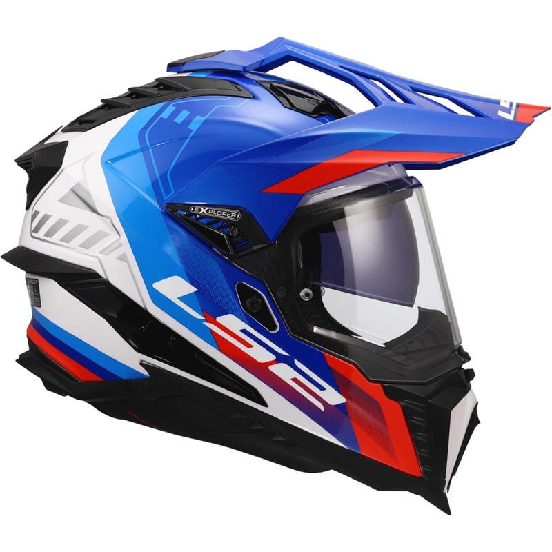 Enduro kiiver LS2 MX701 Explorer Hexa läikiv valge-sinine-punane