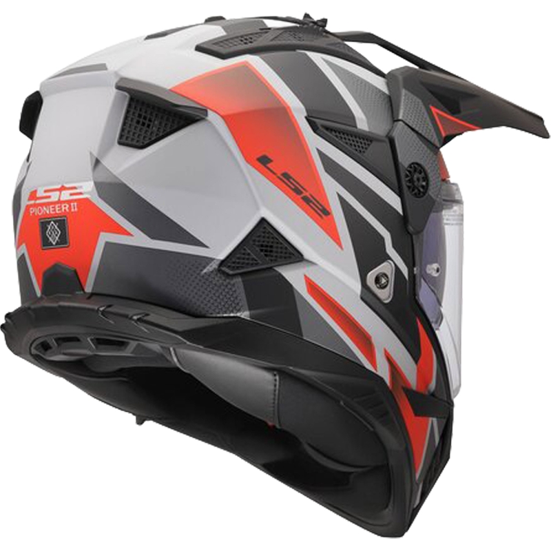 Enduro mootorratta kiiver LS2 MX702 Pioneer II Block matt hall-punane