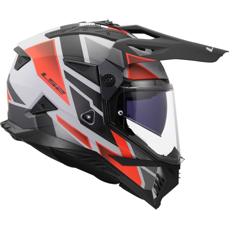 Enduro mootorratta kiiver LS2 MX702 Pioneer II Block matt hall-punane