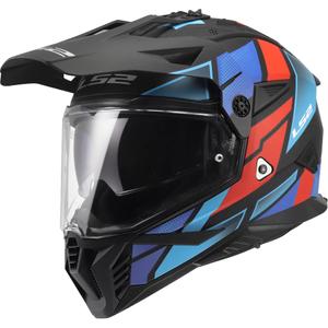 Enduro mootorratta kiiver LS2 MX702 Pioneer II Block matt must-punane-sinine