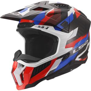 Motokrossi kiiver LS2 MX703 X-Force Phantom läikiv valge-sinine-punane