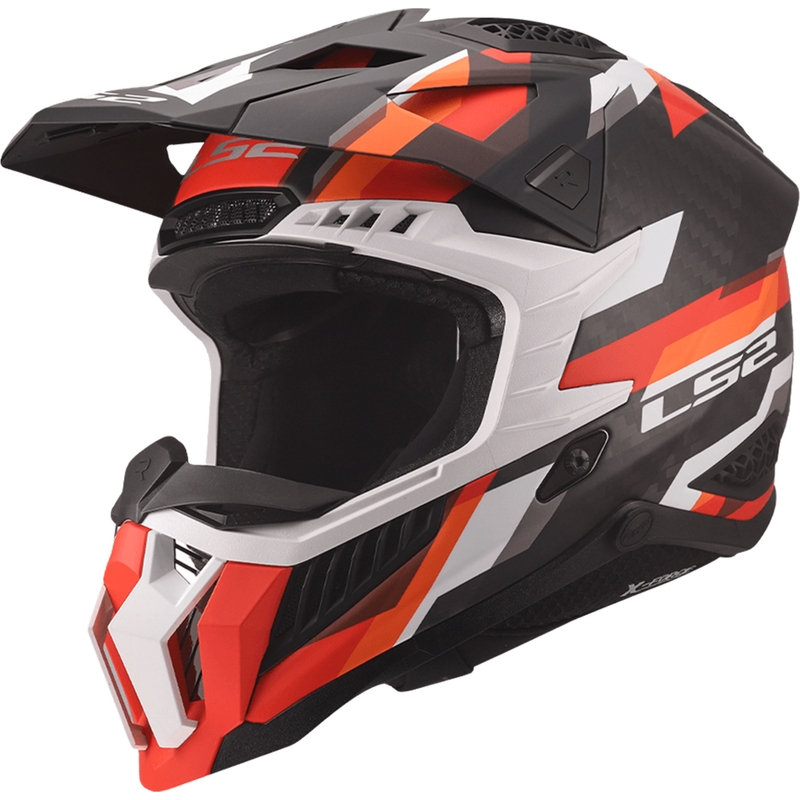 Motokrossi kiiver LS2 MX703 X-Force Phantom matt oranž-punane