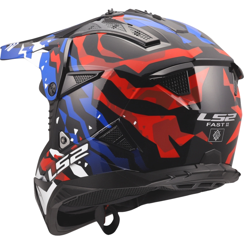 Motokrossi kiiver LS2 MX708 Fast II Grotesk läikiv valge-sinine-punane