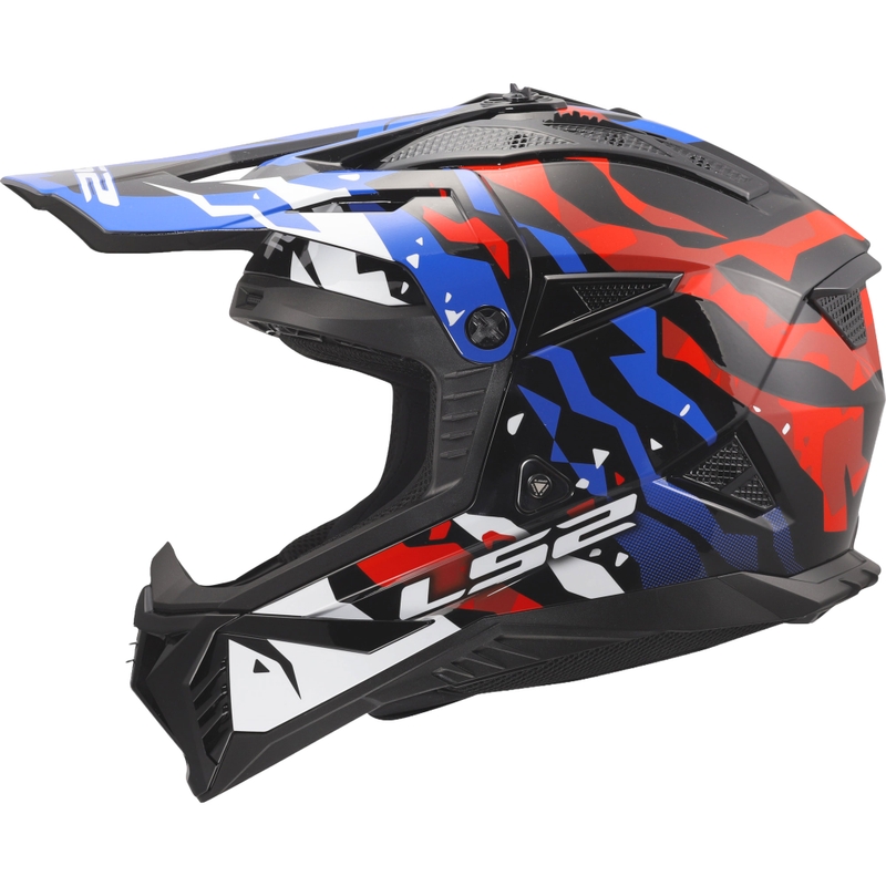 Motokrossi kiiver LS2 MX708 Fast II Grotesk läikiv valge-sinine-punane