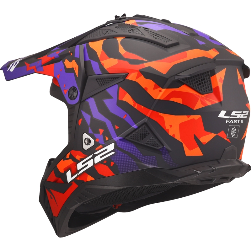 Motokrossi kiiver LS2 MX708 Fast II Grotesk matt lilla-oranž