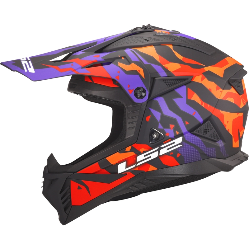 Motokrossi kiiver LS2 MX708 Fast II Grotesk matt lilla-oranž