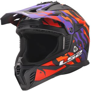 Motokrossi kiiver LS2 MX708 Fast II Grotesk matt lilla-oranž