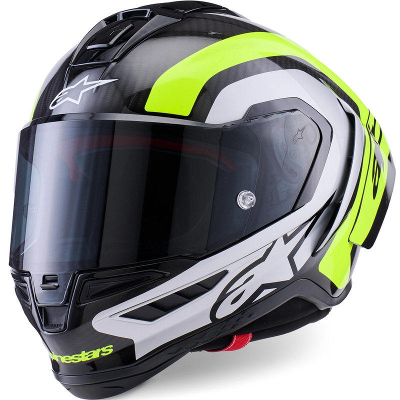 Alpinestars Supertech R10 Arius täismaski mootorrattakiiver must-fluorestseeriv kollane-valge