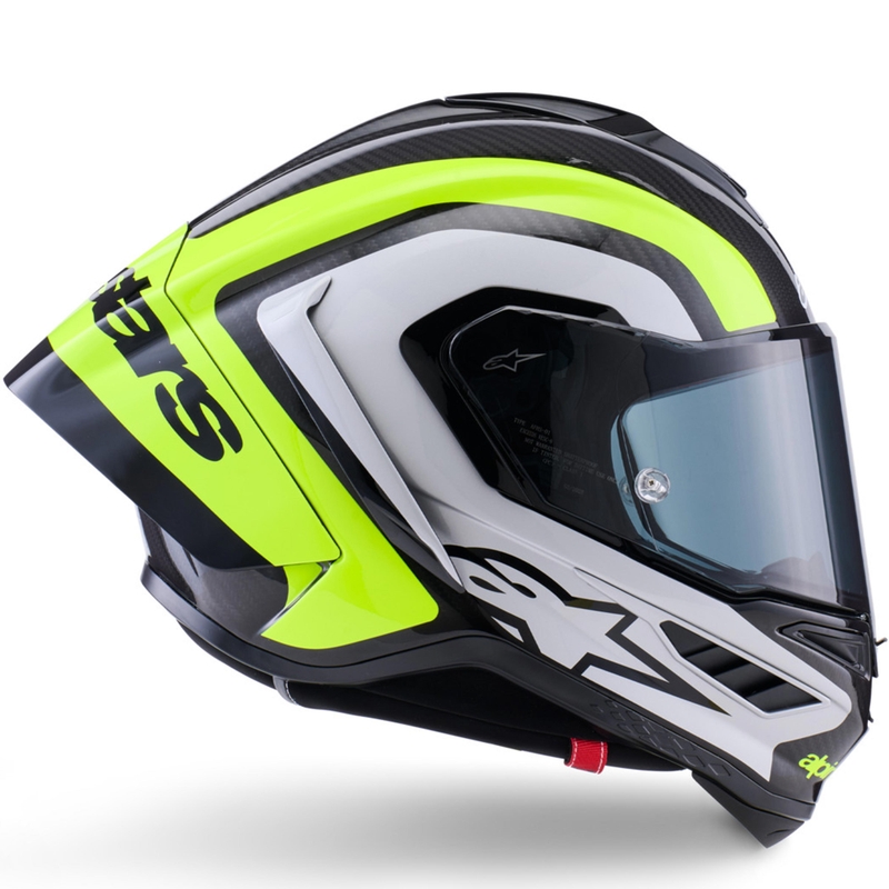 Alpinestars Supertech R10 Arius täismaski mootorrattakiiver must-fluorestseeriv kollane-valge