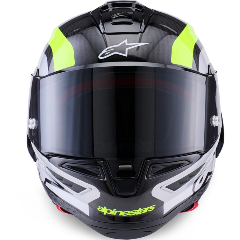 Alpinestars Supertech R10 Arius täismaski mootorrattakiiver must-fluorestseeriv kollane-valge